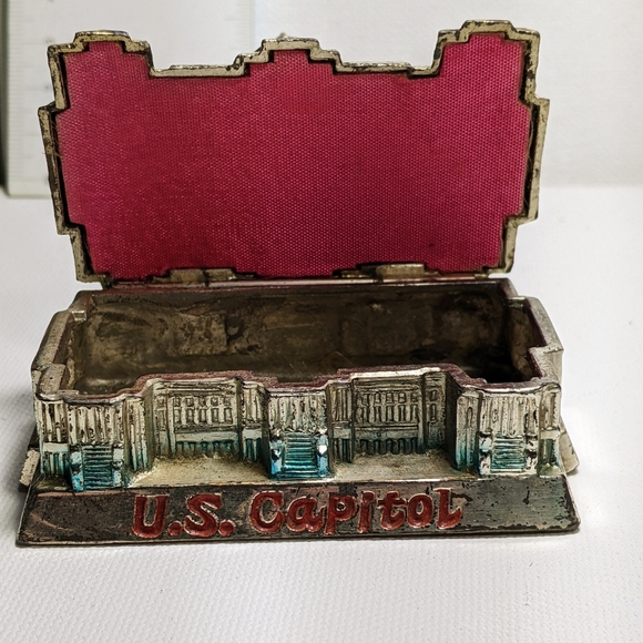 Vintage Trinket Box, U. S. Capitol, Souvenir, Washington DC, Metal, Japan, - Picture 6 of 10